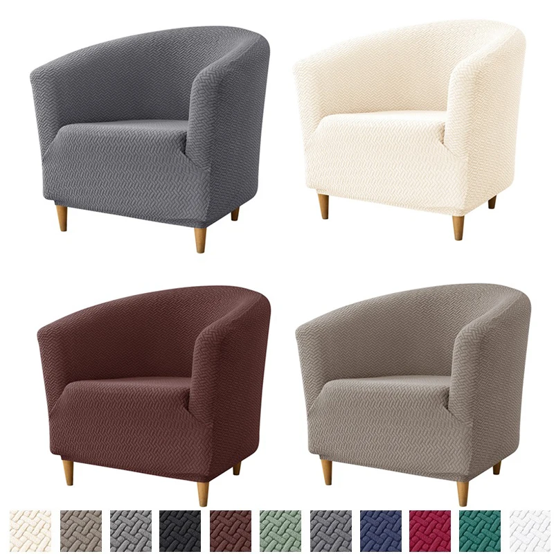 Home Bar Lounge - Elastischer Club-Stuhlbezug, Jacquard-Badewannenstühle, Schonbezüge, einfarbig, für