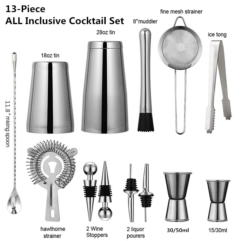 Boston Shaker Set - 13 Teile/satz Edelstahl Cocktail Shaker Eis